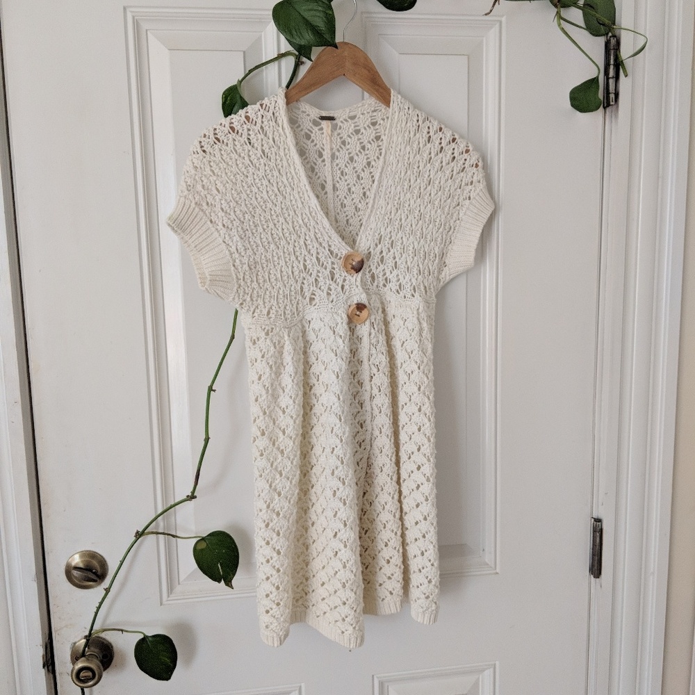 Free People White Knit Cardigan